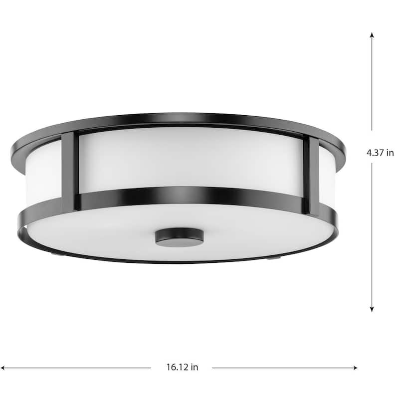 Gilliam Collection Three-Light Matte Black New Traditional Flush Mount - 16.12 in x 16.12 in x 4.37 in