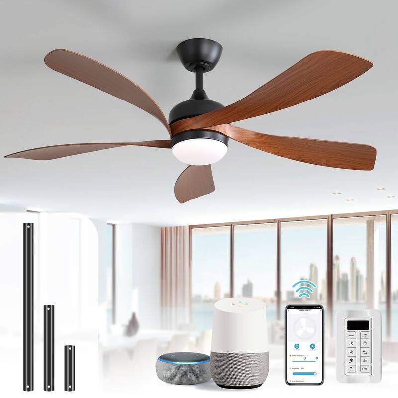 52"/66" Inch Ceiling Fan with Light,APP and Remote Control, Low Profile,Smart Optional