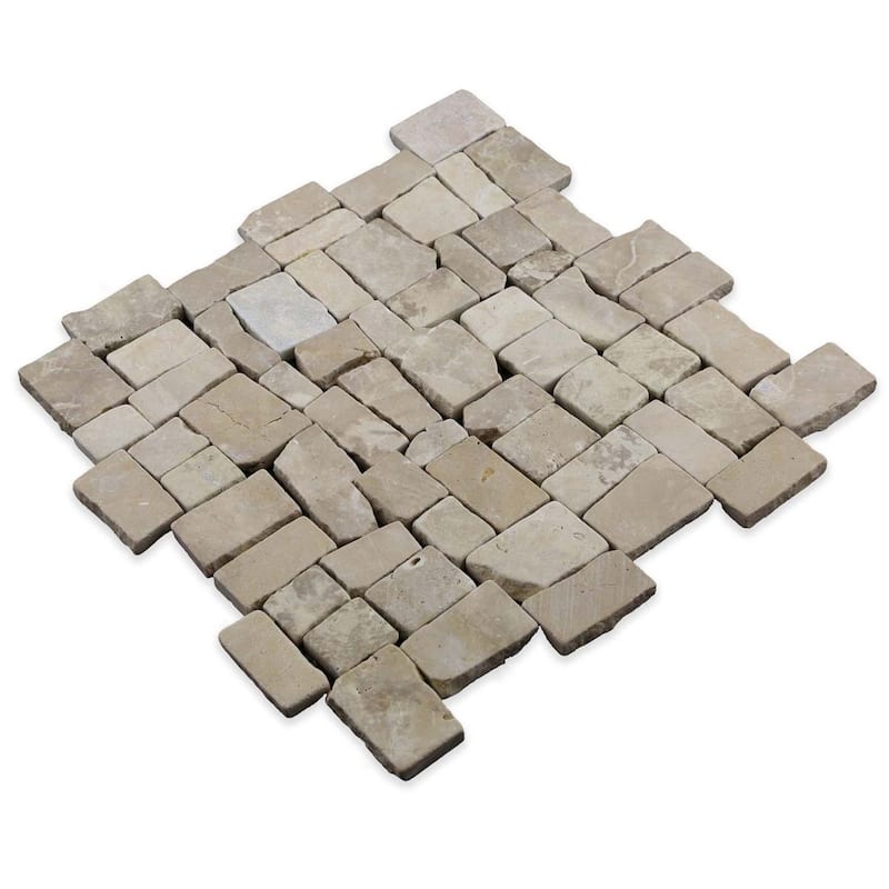 Cruz Bay Studio XQ3R Block Mosaic - 11" x 11" Pebble and Rock Floor