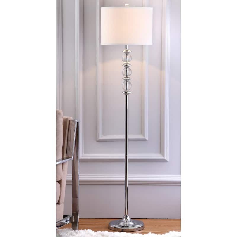 SAFAVIEH Lighting Kristal 60-inch Crystal Floor Lamp - 14"x14"x60" - Clear/Chrome - 14Wx14Dx60H