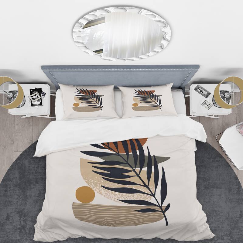 Designart 'Tropical Leaf Silhouettes and Shapes IV' Modern Duvet Cover Set