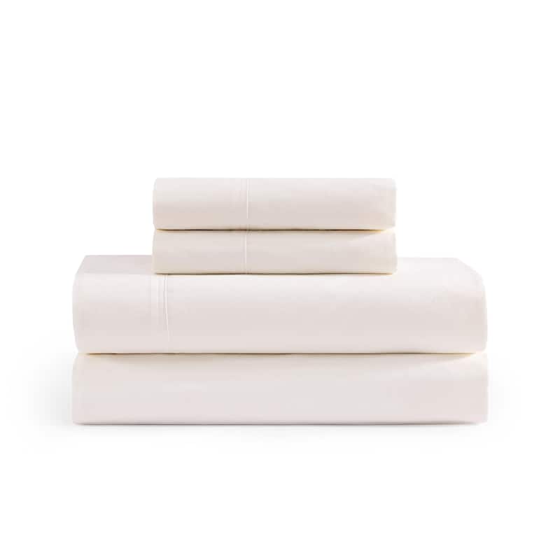 Tommy Hilfiger Solid Percale Cotton Sheet Set - Ivory - Twin XL