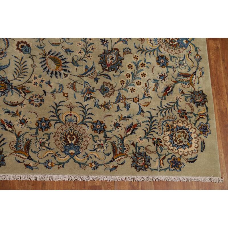 Vegetable Dye Floral Kashan Persian Large Rug Handmade Wool Carpet - 11'0"x 14'11"