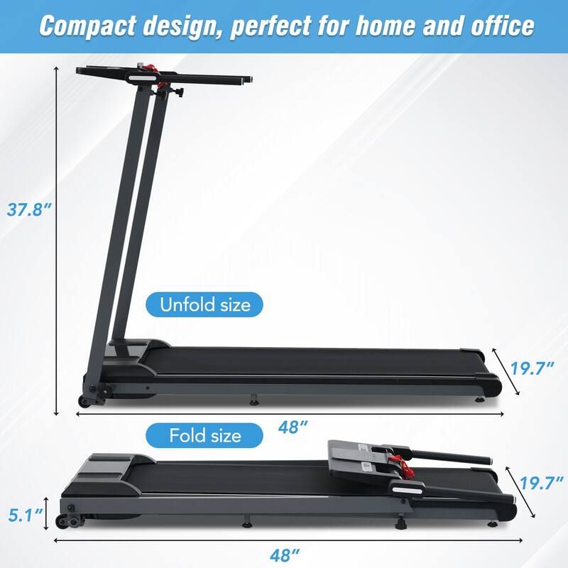 Folding Treadmills Walking Pad Treadmill-2.5HP Walking Treadmill With Incline 0.5-7.5MPH 265LBS Capacity Treadmill