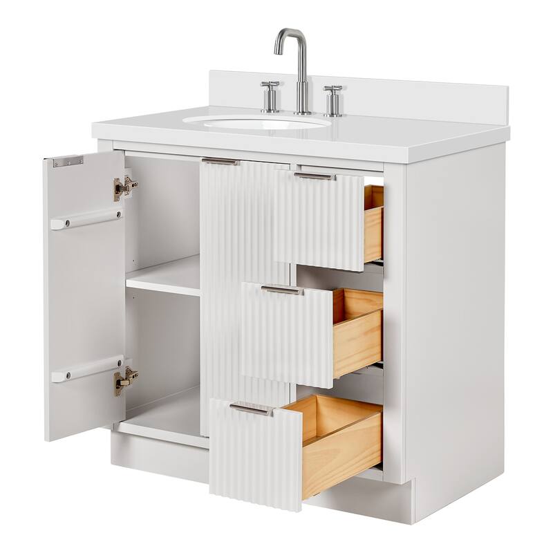 Ariel P37LWQOVO Milan 37" Free Standing Single Basin Vanity Set with