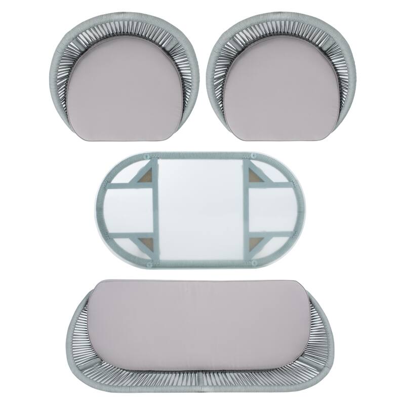 SAFAVIEH Outdoor Morena 4-Piece Conversation Patio Set - 54W x 34D x 24H