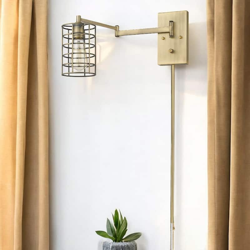 32"H Modern Plug-in Wall Sconce with LED Option and Dimmable Hanging Light Fixture Steel Frame - 32" H x 5" W x 20.75" D