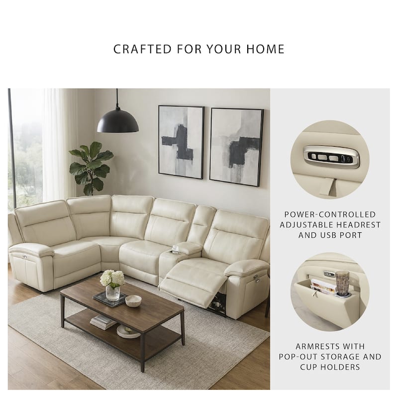 Signature Design by Ashley Double Deal Beige 5-Piece Reclining Sectional with Console - 136.25"W x 90.75"D x 42.5"H
