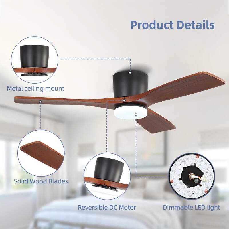 48In 3Blade Dc Motor Indoor Ceiling Fan With Light Kit And Remote
