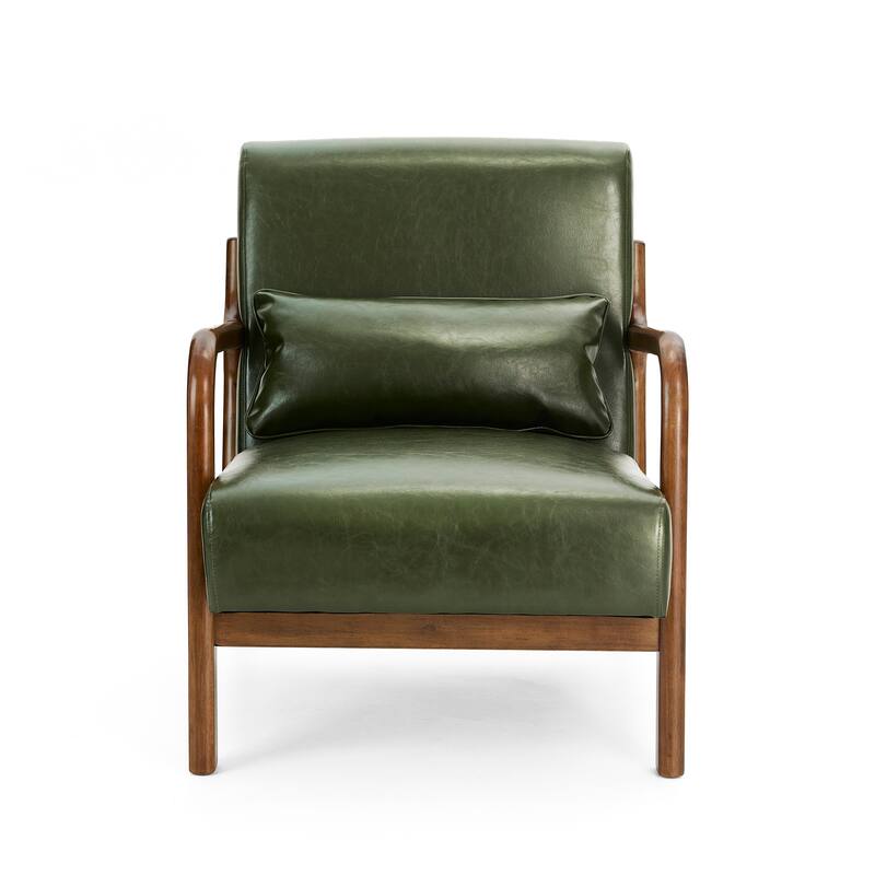 Glitzhome Set of 2 30.75"H Mid-Century Modern PU Leather Accent Chairs with Cushion - 25.75"W x 33.75"D x 30.75"H