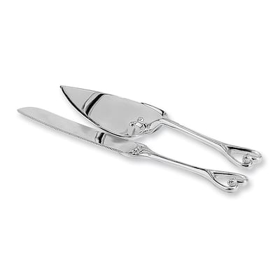 Curata Silver-Plated Heart Cake Knife and Server Set