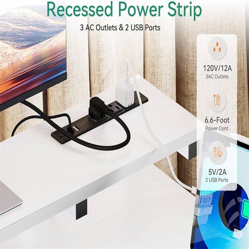 Computer Desk with Power Outlet