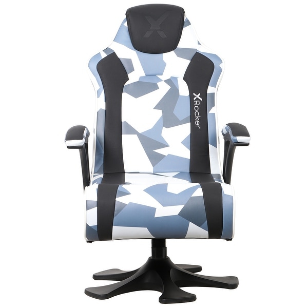 X Rocker Pedestal Gaming Chair w Padded Armrests Gray Black