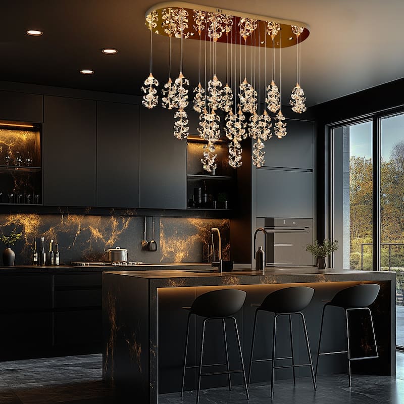 Cascading Crystal LED Linear Chandelier