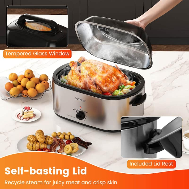 Costway 22 QT Electric Roaster Oven with Visible & Self-Basting Lid, - See Details