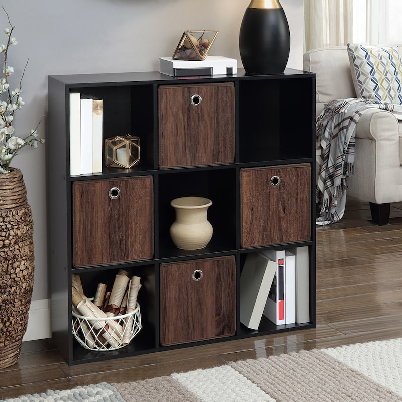 Organize It All Faux Wood Storage Cube in Dark Brown - 10"x10"x10"