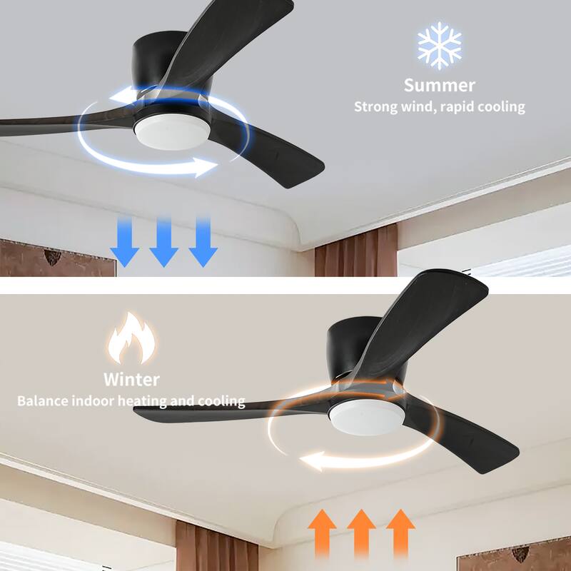 42" Solid Wood Ceiling Fan with Light-Flush Mount, Dc Motor (black Walnut)