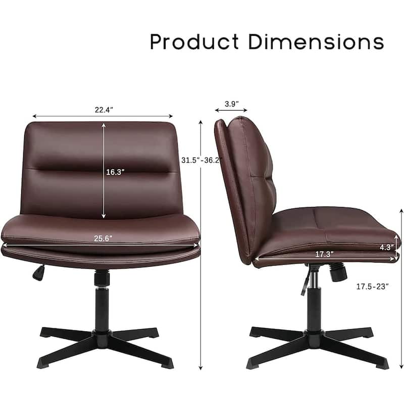 BOSSIN Criss Cross Chair Armless Office Desk Chair No Wheels,PU Leather Padded Modern Swivel Vanity Chair office chair
