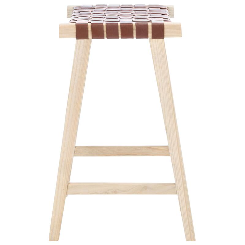 SAFAVIEH Remzija 30-inch Woven Leather Rectangle Bar Stool - 20" W x 19" D x 30" H