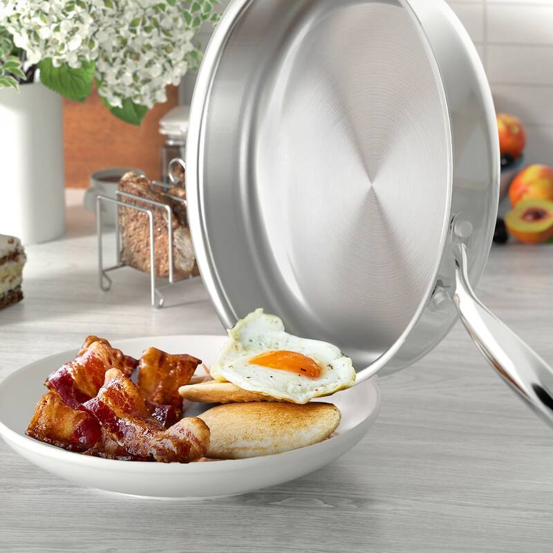12-Piece Tri-Ply Stainless Steel Cookware Set with Premium Magnetic Stainless Exterior, Aluminum Core for Even Heat Distribution