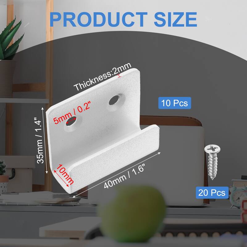 10 Pcs Stainless Steel Tile Hanger Tile Display Bracket - White - 10mm