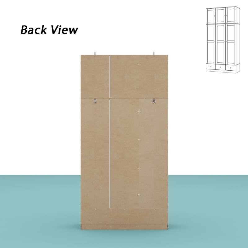 Large Storage Wardrobe Versatile Rattan Door Closet with Deep Drawers