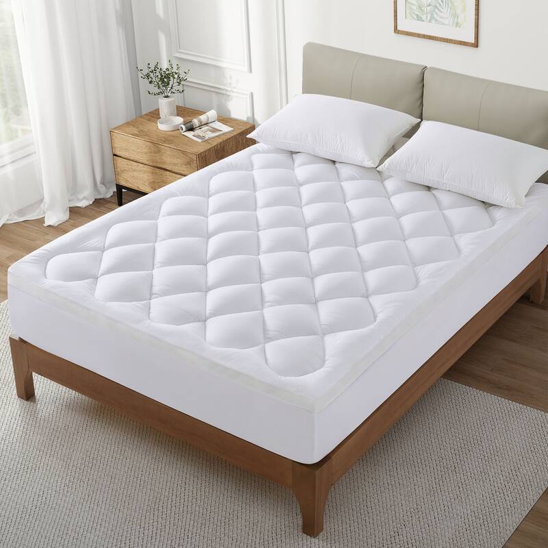 3-inch Soft Fitted Quilted Foam Mattress Pad with Elastic Deep Pocket