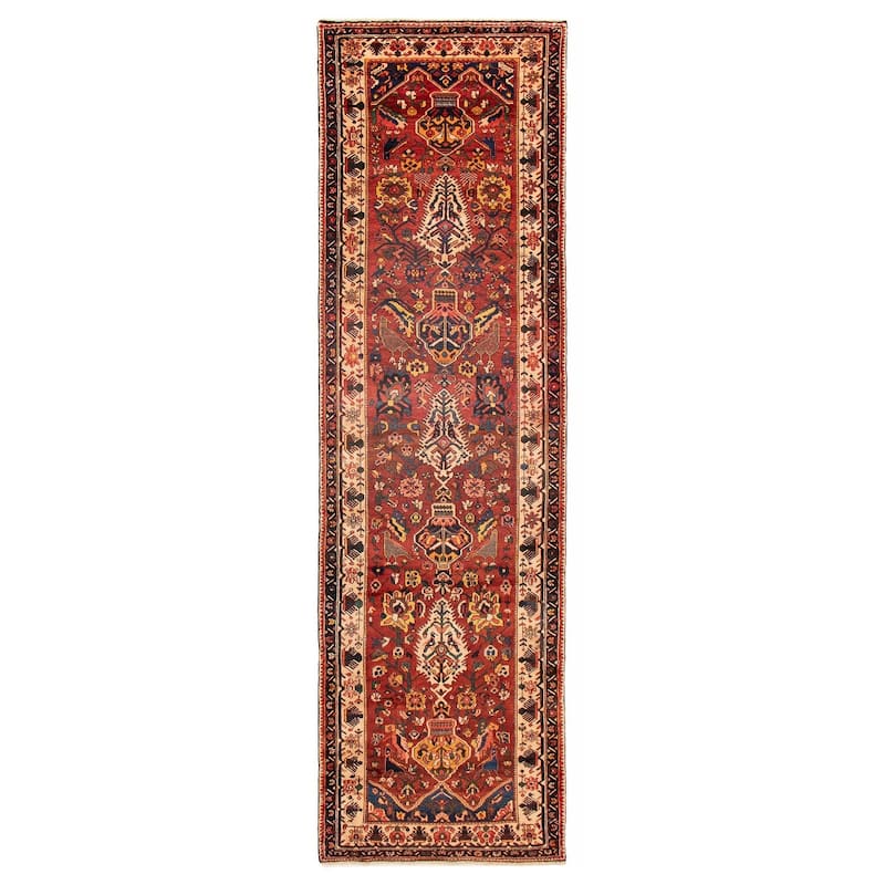 ECARPETGALLERY Hand-knotted Kayseri Dark Red Wool Rug - 3'9 x 13'1 - Dark Red - 3'9 x 13'1