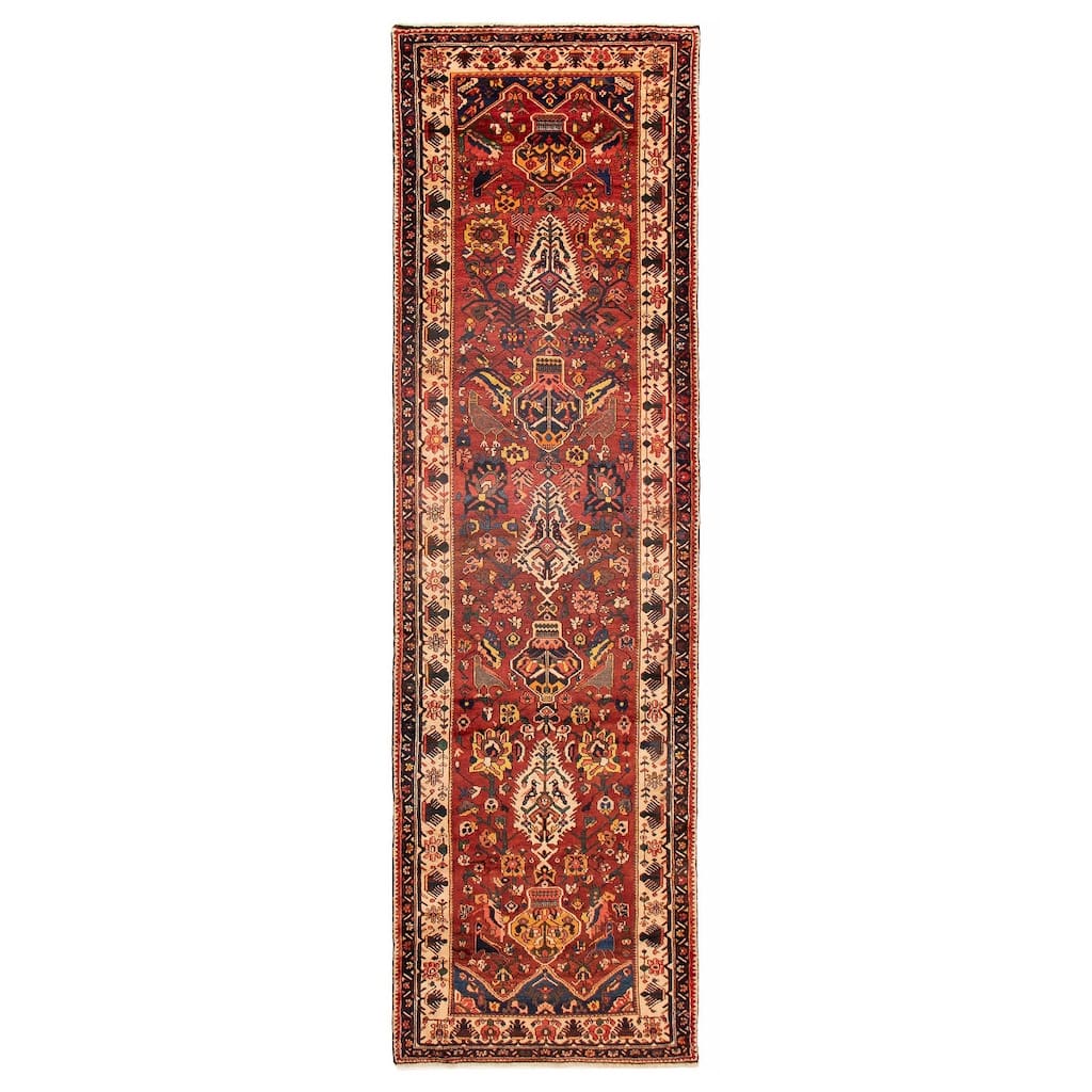 ECARPETGALLERY Hand-knotted Kayseri Dark Red Wool Rug - 3'9 x 13'1