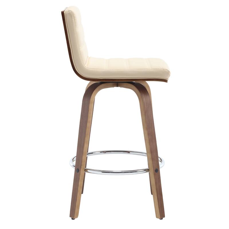 PU Leather Upholstered Swivel Barstools with Back, Set of 4