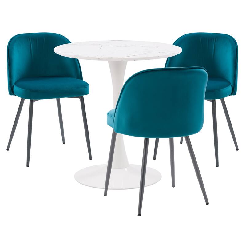 4 Piece Ivo Pedestal Bistro Dining Set with Chairs - Green
