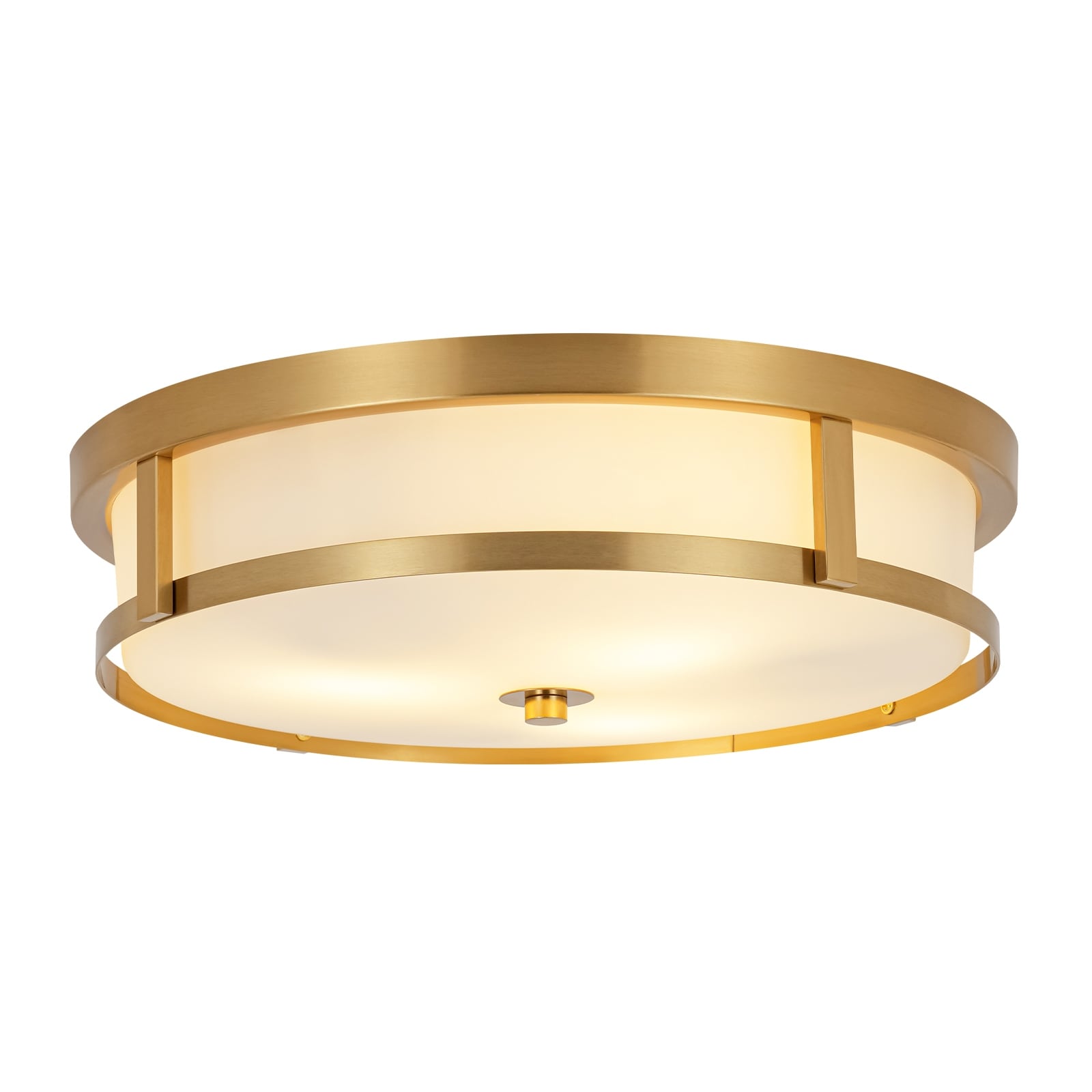 15.7 in. 3-Light Modern Black&Gold Flush Mount Ceiling Light with White Glass Shade