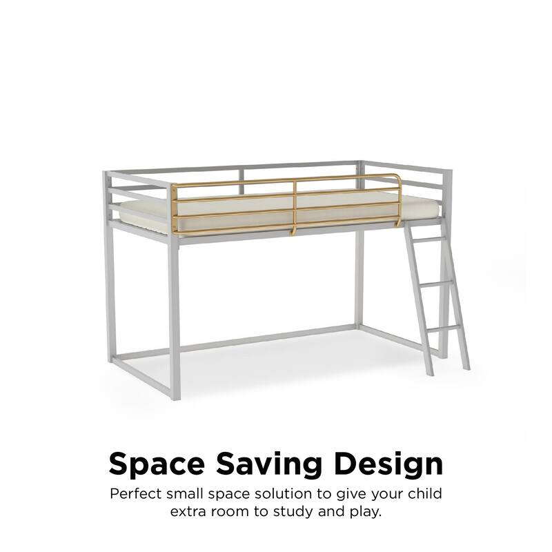 Little Seeds Monarch Hill Haven Twin Size Metal Junior Loft Bed