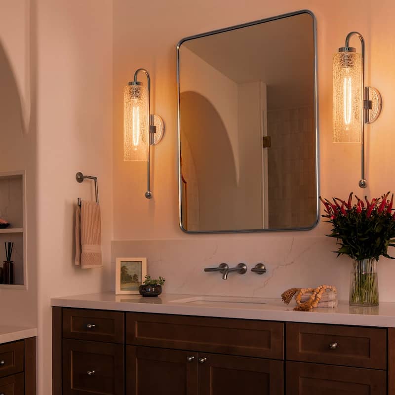 19.53" Single Wall Sconce with Glass Cylinder Shade - W3.54"