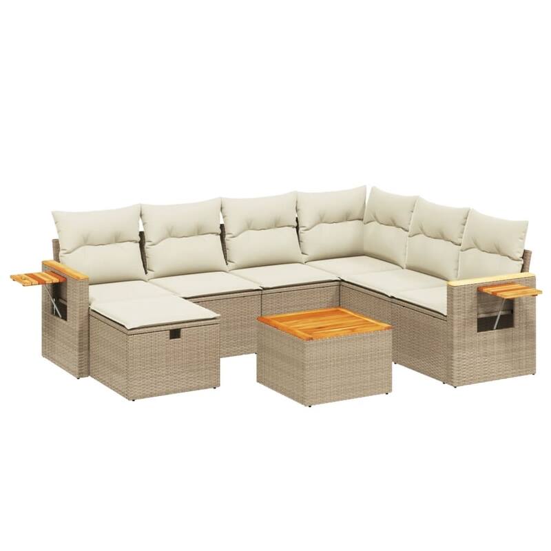 vidaXL Patio Sofa Set with Cushions Outdoor Conversation Furniture Poly Rattan