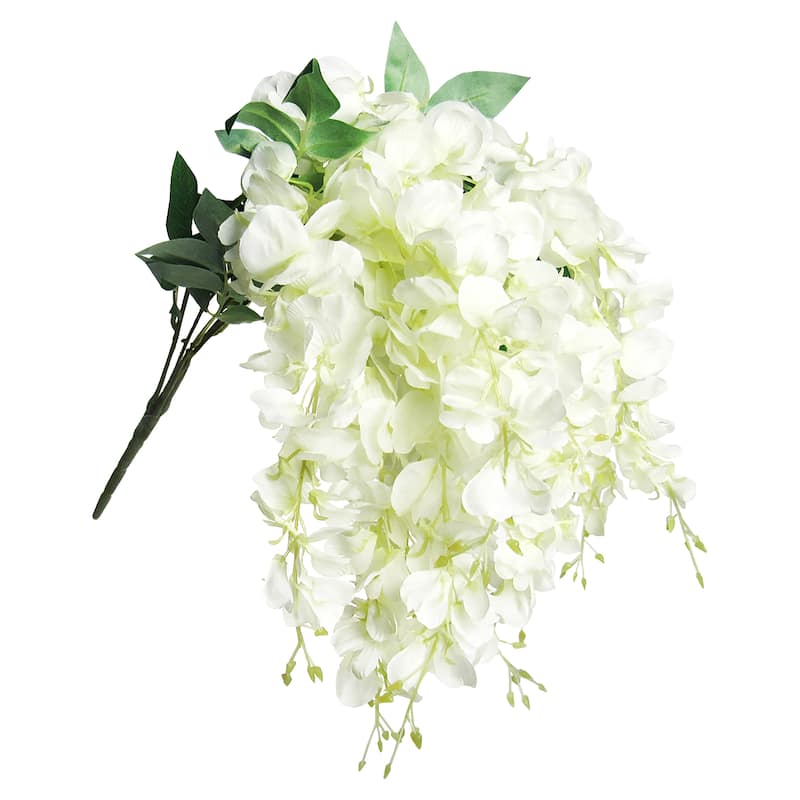 Set of 2 Artificial Hanging Wisteria Flower Stem Bush Bouquet 30in - 30" L x 15" W x 4.5" DP - Cream White