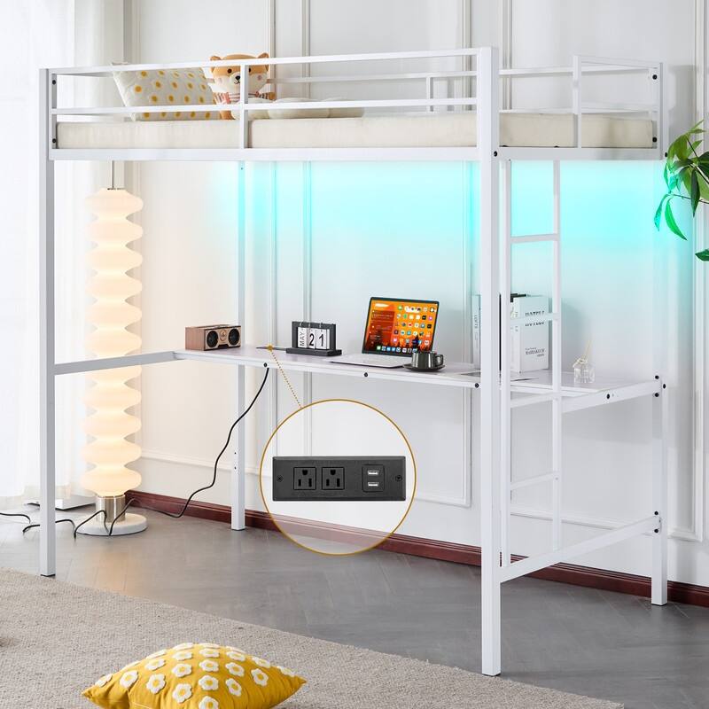 Desktop Twin Square Tube Raised Bed with Table Socket LED Light Strip