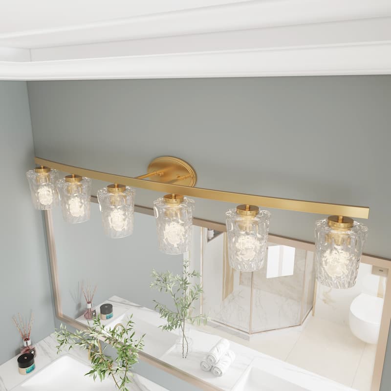 Mid-century Modern 6-light LED Dimmable Bathroom Vanity Light with Art Glass - 51 inches