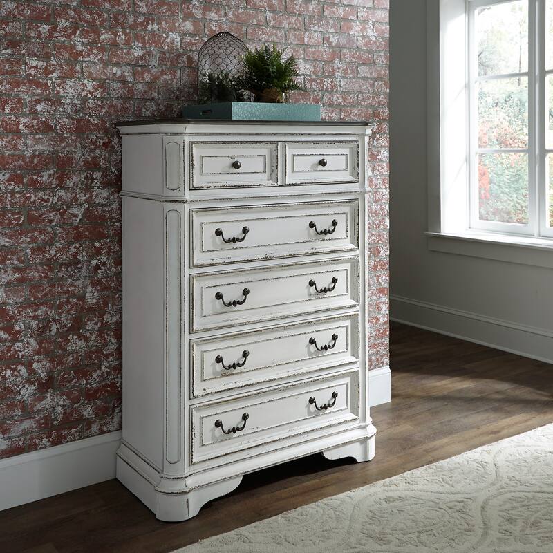 Liberty Furniture Magnolia Manor Upholstered Bed, Dresser & Mirror, Chest, Night Stand -California King, King or Queen