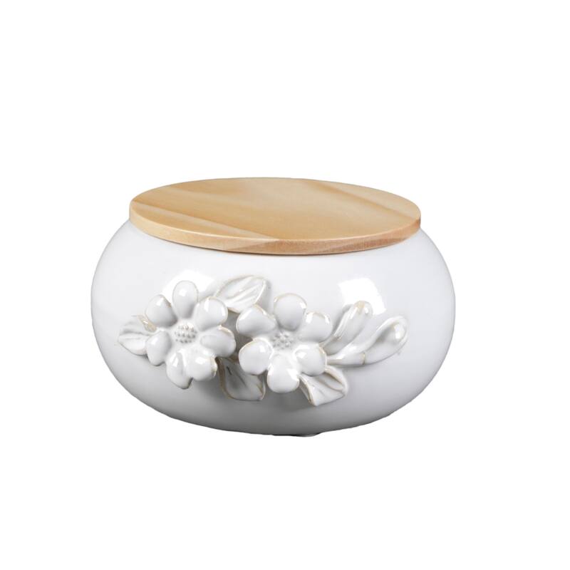 5.52" Ceramic Flower Candle w Lid