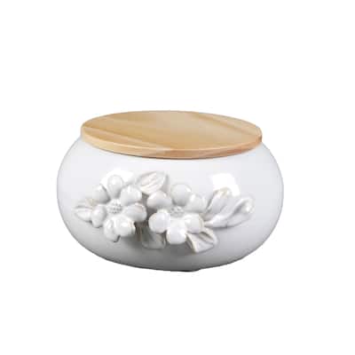 5.52" Ceramic Flower Candle w Lid