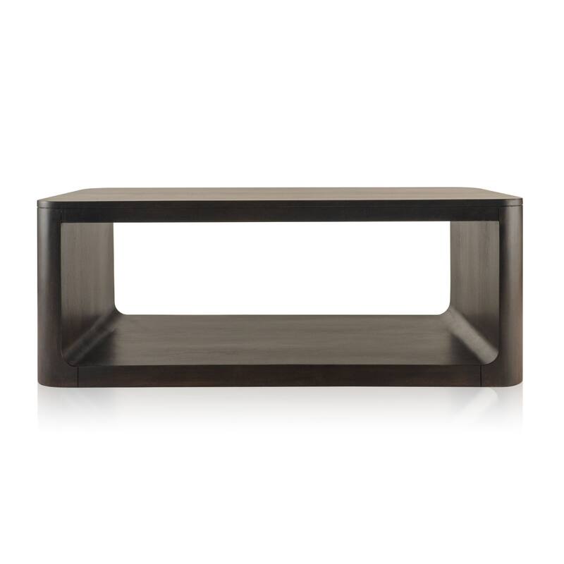 HomeRoots 48" Walnut Solid Wood Floor Shelf Coffee Table With Shelf - 48' X '18' X '22
