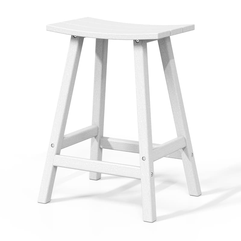 Laguna Hdpe All Weather Outdoor Patio 24" Saddle Seat Counter Stool (Set Of 2)
