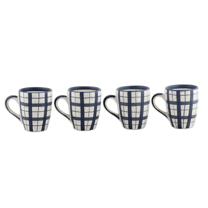 Novica Handmade Windowpane Ceramic Mugs (Set Of 4)