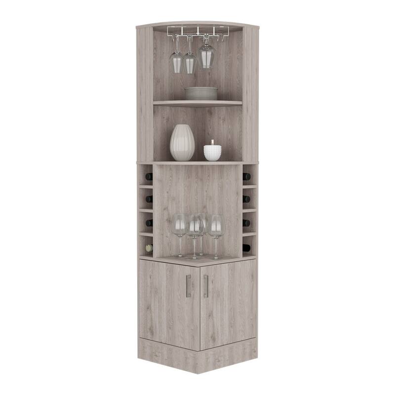 Bar Cabinet Papprika, 8 Wine Cubbies, Double Door, Dark Brown Finish,High quality and durable