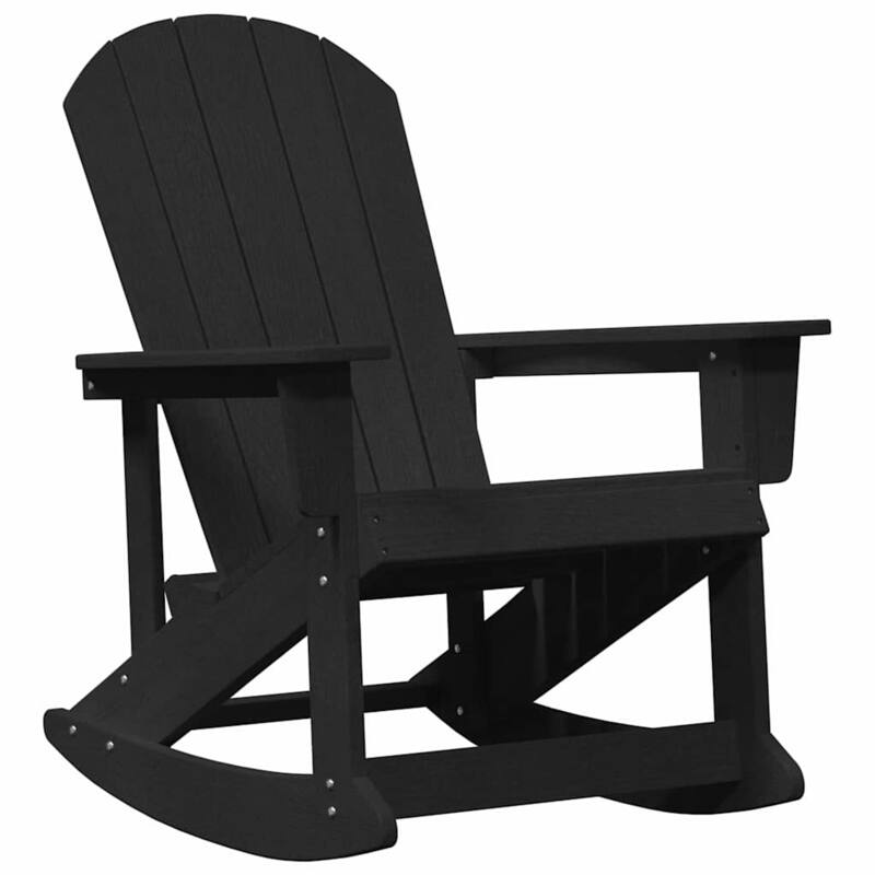 vidaXL Adirondack Rocking Chair Black 73.5 x 92 x 90cm HDPE - 28.9 x 36.2 x 35.4 in