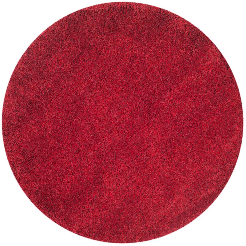 SAFAVIEH California Premium Shag Izat 2-inch Thick Area Rug - 4' Round - Red