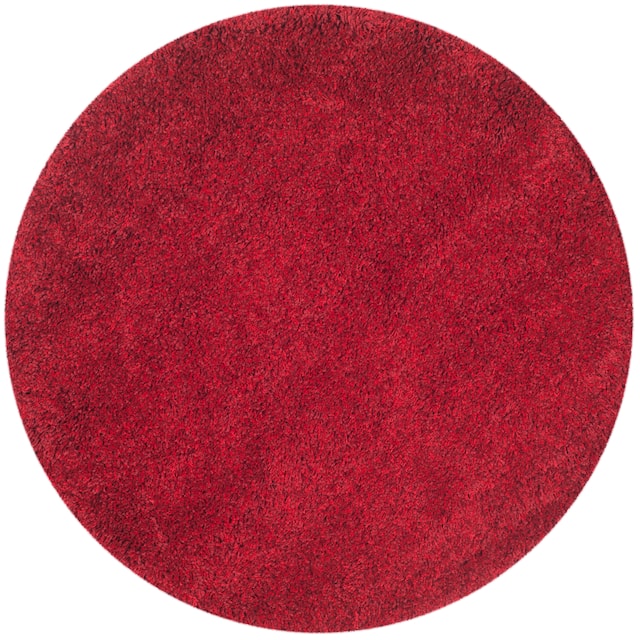 SAFAVIEH California Shag Izat 2-inch Thick Area Rug - 4' x 4' Round - Red