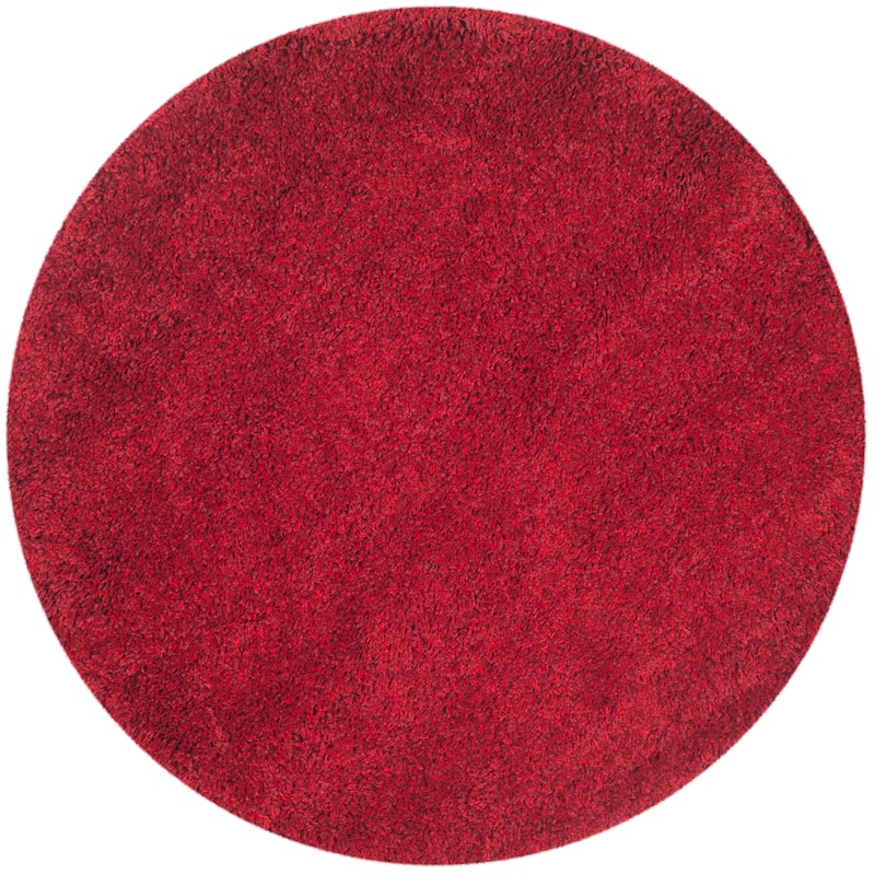 SAFAVIEH California Shag Izat 2-inch Thick Area Rug - 4' x 4' Round - Red