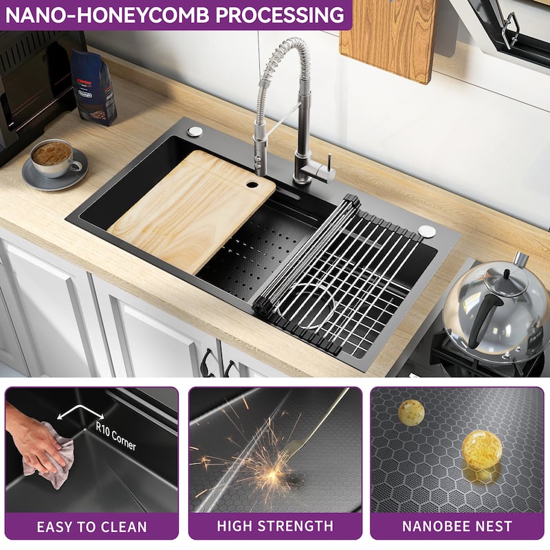 30'' /32'' Drop In Stainless Steel Kitchen Sink Workstation